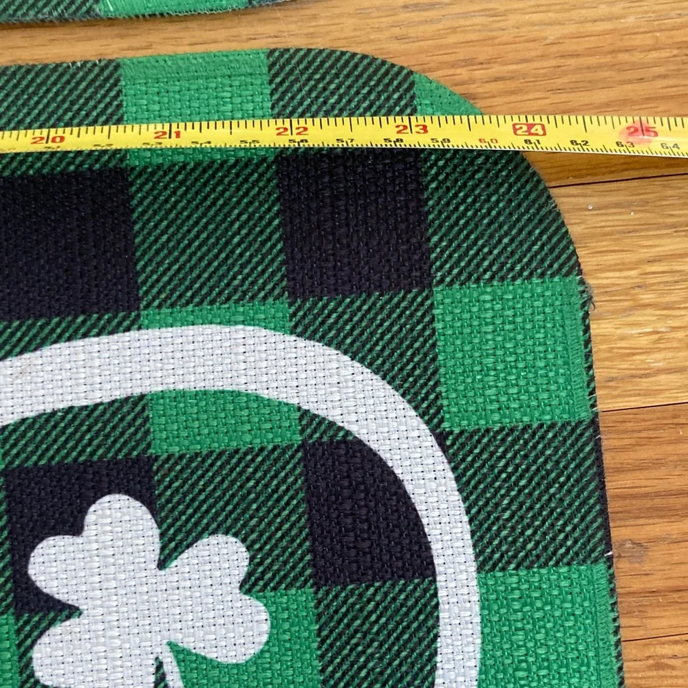 Plaid 'Lucky' Doormat Set - Green and Black Shamrock New Without Tags